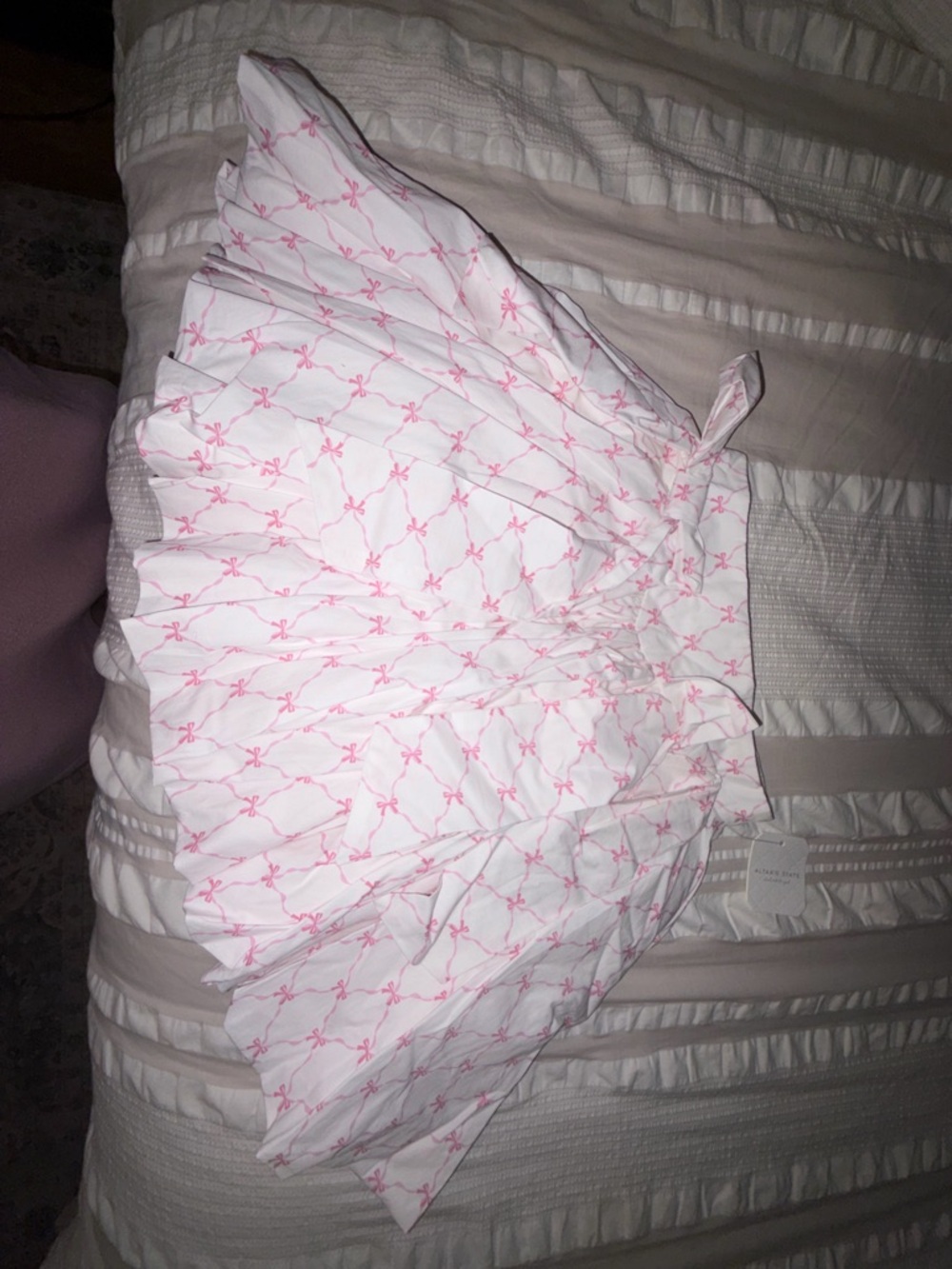 White Skirt with Pink Bow Embroidery!